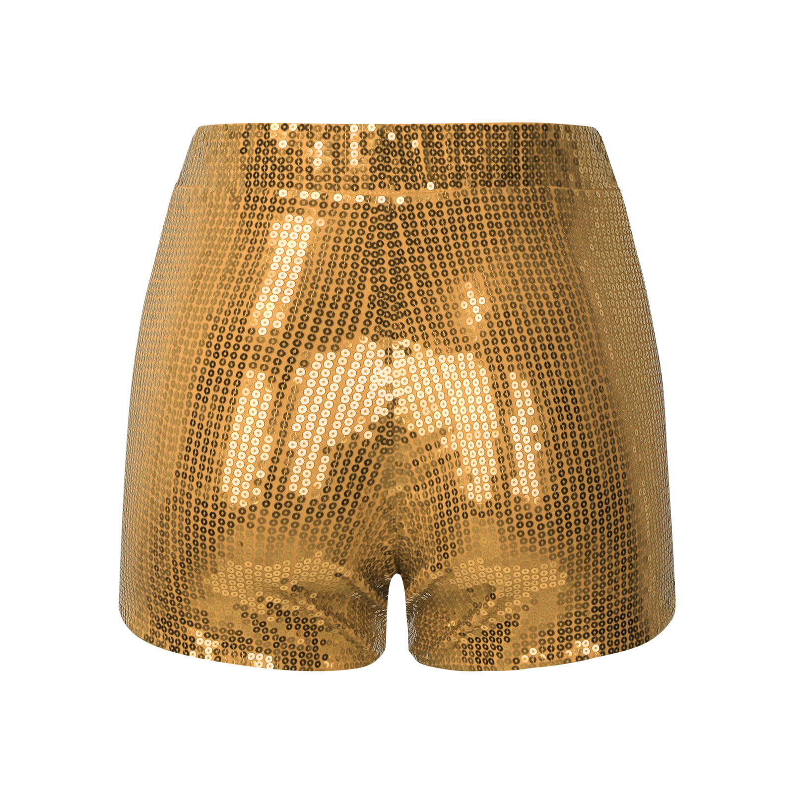 thumbnail image 4 of Pantalones cortos de lentejuelas de cintura alta para mujer: pantalones elásticos con cordón para fiestas y uso informal, 4 of 8